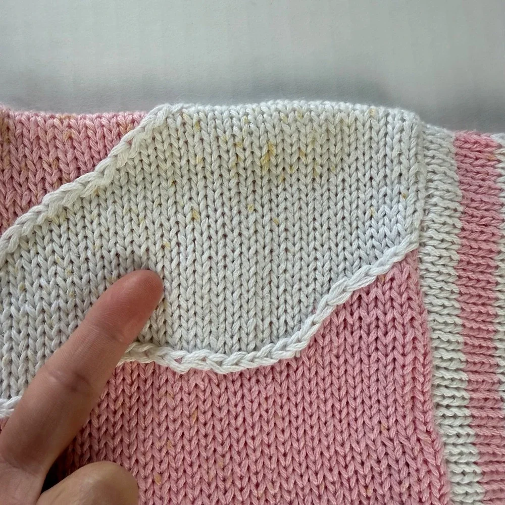 Koret Petites Vintage Pink Gardening Novelty Knit Short Sleeve‎ Sweater Medium